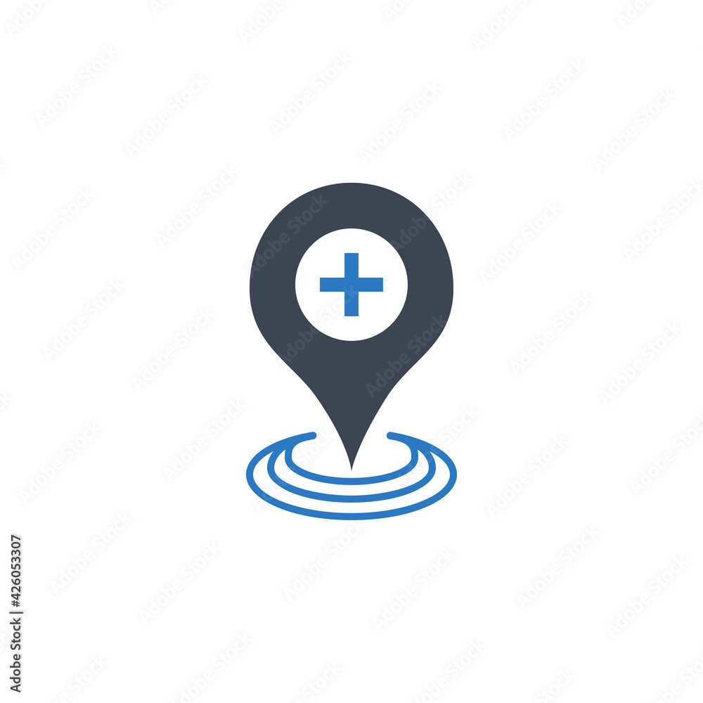 Hospital location Glyph Related Vector Icon. Flat Icon Isolated on the White Background. Editable EPS file. Vector illustration. Hospital location Glyph Related Vector Icon. Flat Icon Isolated on the White Background. Editable EPS file. Vector illustration.