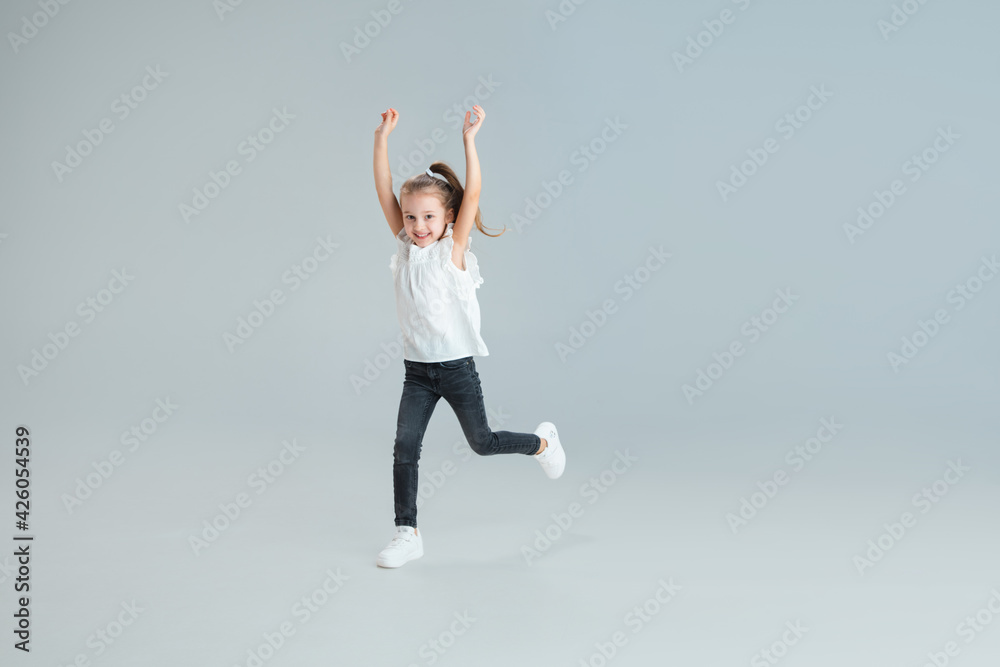Pretty caucasian girl portrait isolated on white studio background with copyspace Pretty caucasian girl portrait isolated on white studio background with copyspace