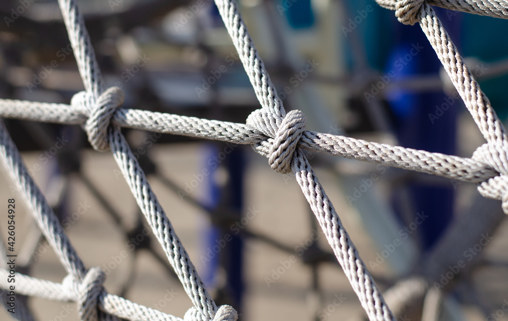 Knot. Marine rope. Rope mesh. Barrage. Knot. Marine rope. Rope mesh. Barrage.
