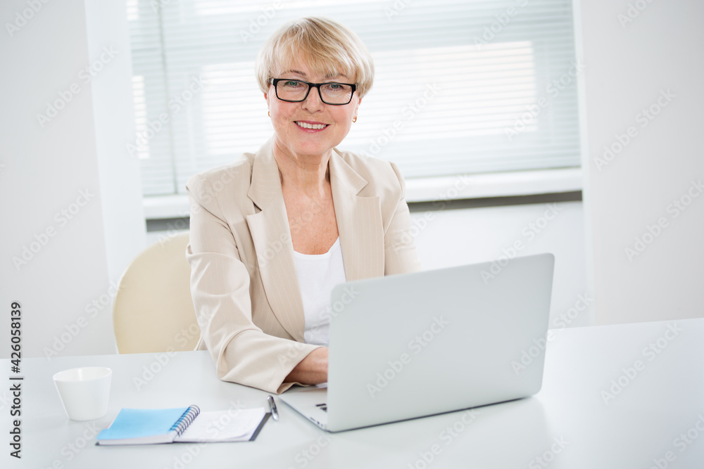 Portrait of senior business woman working in an office Portrait of senior business woman working in an office