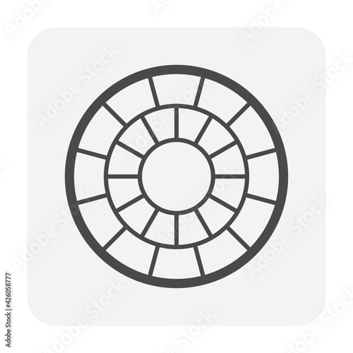 Concrete paver block pavement floor or brick vector icon. For landscape  outdoor  garden by paving on ground to create circle or round pattern. That sidewalk  road  patio  path  street or walkway.