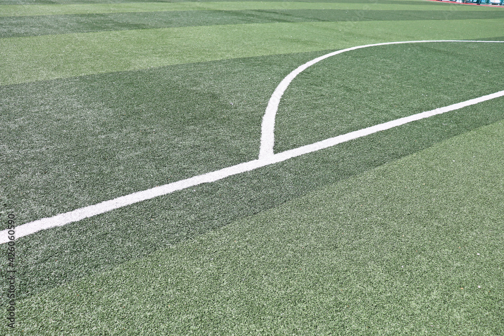 Obraz premium 축구장의 인조잔디와 골대