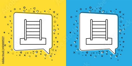 Set line Wooden Swedish wall icon isolated on yellow and blue background. Swedish stairs. Vector