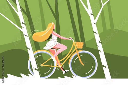 Cute girl riding bike