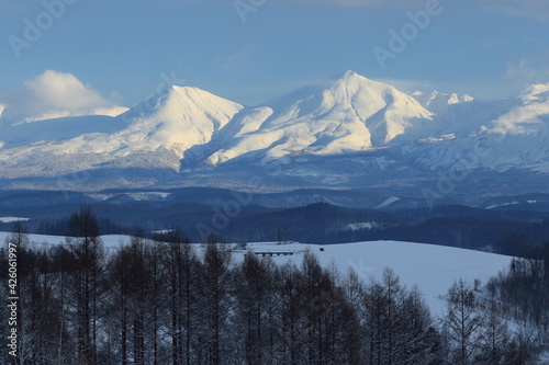 十勝岳連峰の雪景色