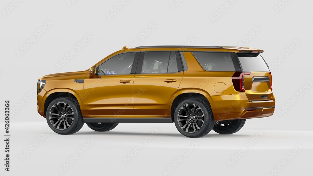 3D rendering of a brand-less generic SUV concept car	