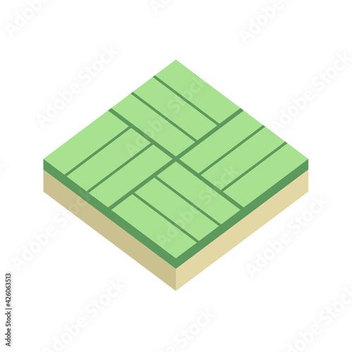 Concrete paver block pavement floor or brick vector icon. For landscape, outdoor, garden by paving on ground to create basket weave bond pattern. That sidewalk, road, patio, path, street or walkway.