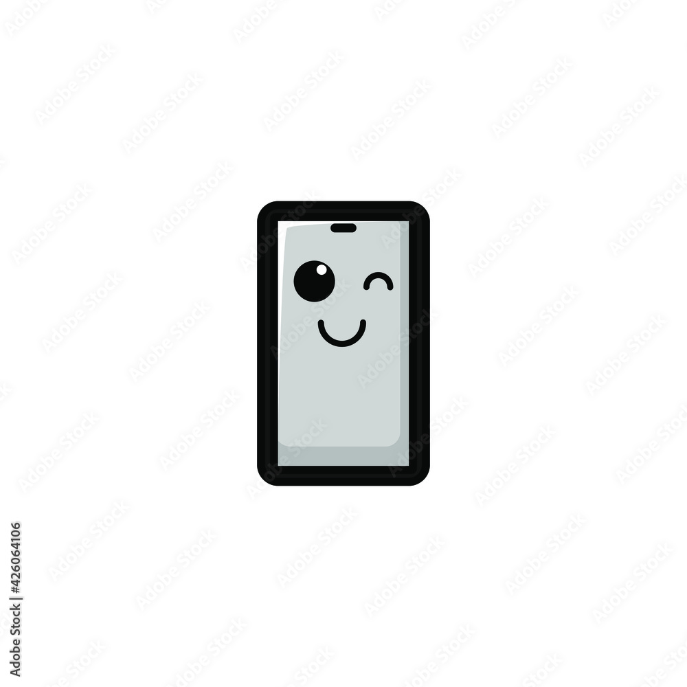 Cute Mobile Phone Cartoon Character Vector Illustration Design. Outline, Cute, Funny Style. Recomended For Children Book, Cover Book, And Other. Cute Mobile Phone Cartoon Character Vector Illustration Design. Outline, Cute, Funny Style. Recomended For Children Book, Cover Book, And Other.
