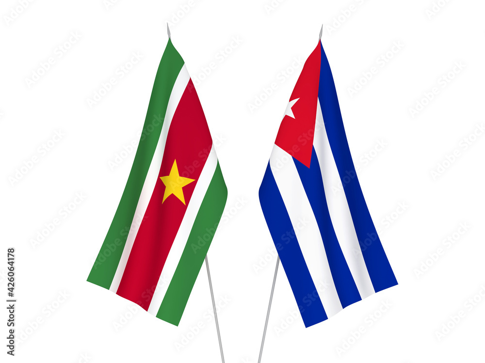 Cuba and Suriname flags