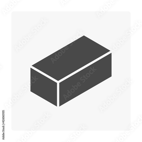 Concrete paver block pavement floor or brick vector icon. For landscape, outdoor, garden by paving on ground to create stretcher bond pattern. That sidewalk, road, patio, path, street or walkway.