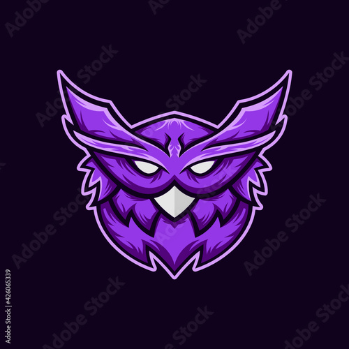 Owl head mascot illustration logo design