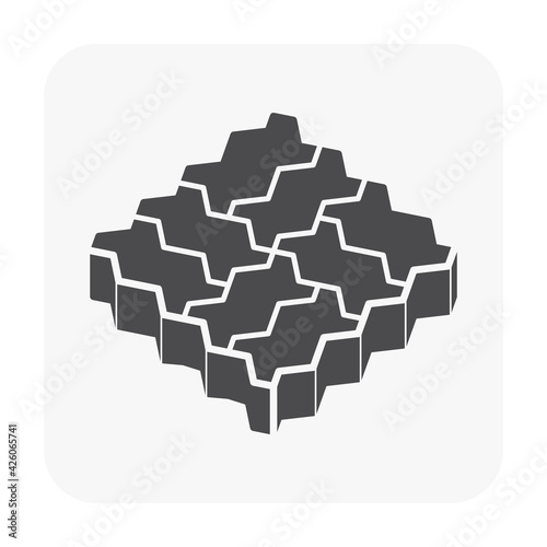 Concrete paver block pavement floor or brick vector icon. For landscape, outdoor, garden by paving on ground to create zig zag or zigzag pattern. That sidewalk, road, patio, path, street or walkway.