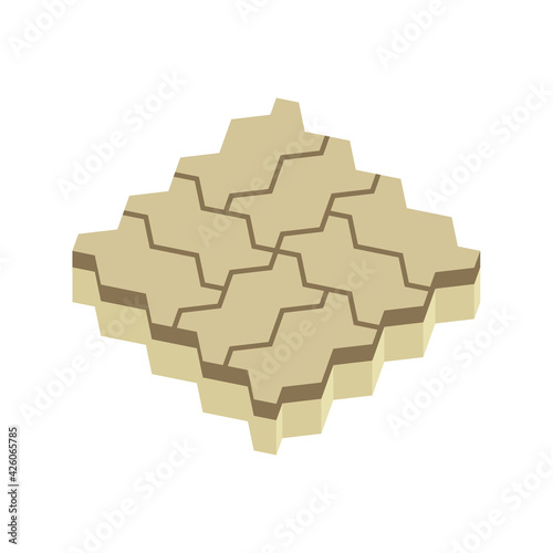 Concrete paver block pavement floor or brick vector icon. For landscape, outdoor, garden by paving on ground to create zig zag or zigzag pattern. That sidewalk, road, patio, path, street or walkway.