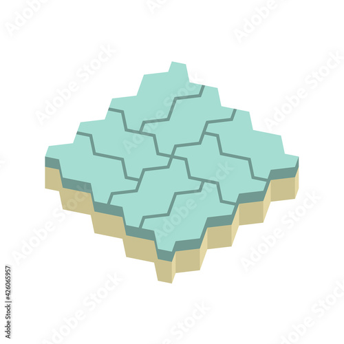 Concrete paver block pavement floor or brick vector icon. For landscape, outdoor, garden by paving on ground to create zig zag or zigzag pattern. That sidewalk, road, patio, path, street or walkway.