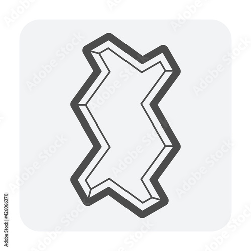 Concrete paver block pavement floor or brick vector icon. For landscape, outdoor, garden by paving on ground to create zig zag or zigzag pattern. That sidewalk, road, patio, path, street or walkway.