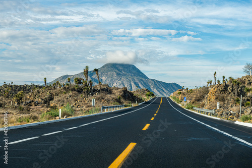 Road leading to El Pizarro volcano, Puebla, Mexico photo