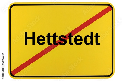 Illustration eines Stadtausgangsschildes der Stadt Hettstedt photo