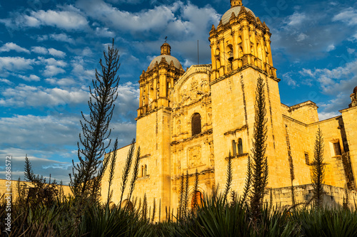 Church of Santo Domingo de Guzman at sunset, Oaxaca, Mexico photo