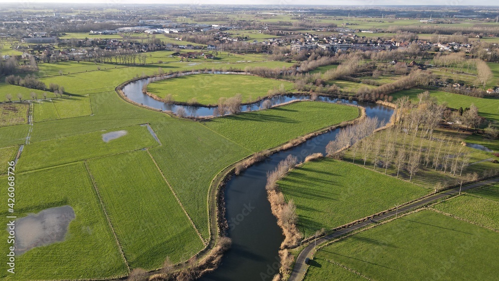 River Leie aerial view Gent Belgium