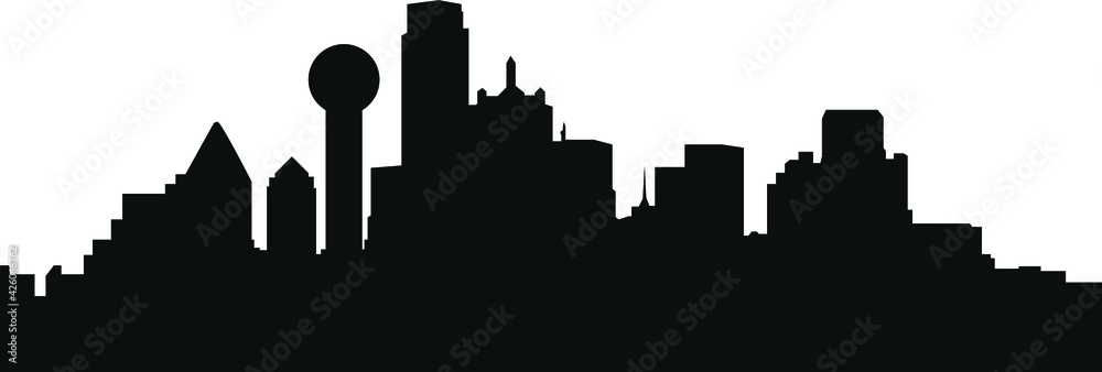 Dallas City Skyline Silhouette Illustration