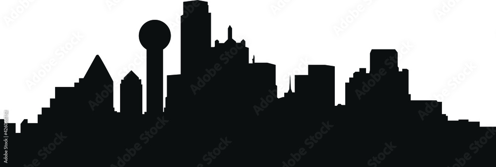 Dallas City Skyline Silhouette Illustration Dallas City Skyline Silhouette Illustration