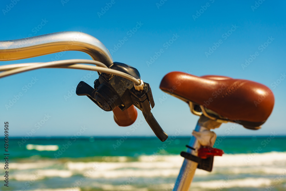 Fototapeta premium Bicycle on beach, active lifestyle.