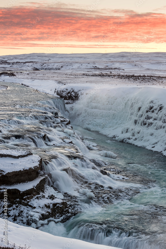 Gullfoss waterfall at dawn, Iceland, Polar Regions Gullfoss waterfall at dawn, Iceland, Polar Regions