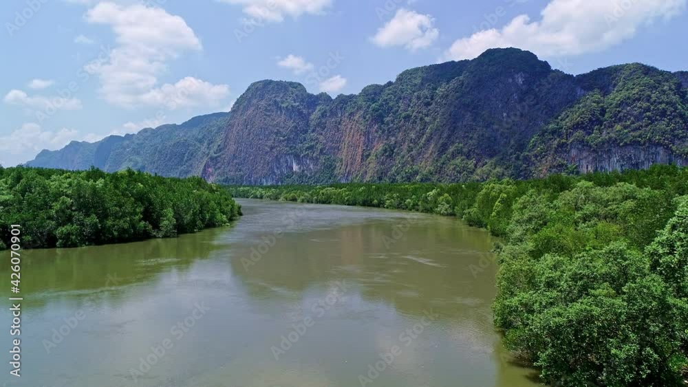 Amazing rainforest Aerial view 4K landscape of the river Environmental Reserve in sunny good weather day Concept nature environment and travel tour website background Amazing rainforest Aerial view 4K landscape of the river Environmental Reserve in sunny good weather day Concept nature environment and travel tour website background
