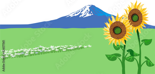 夏山と向日葵
