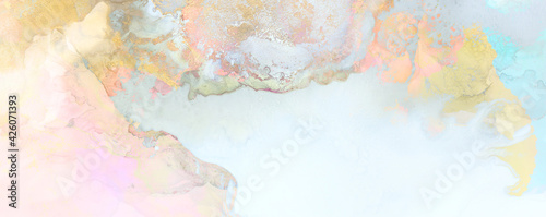 art photography of abstract fluid art painting with alcohol ink, pastel colors photo