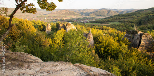 Old rock formations in Gradina Zmeilor National Park, Romania photo