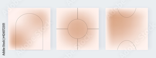 Nude blur gradient backgrounds with geometric shapes for social media banners
