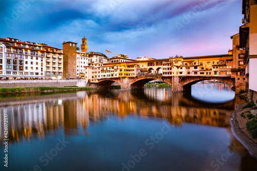 Ponte Vecchio over the Arno River, in Florence, UNESCO World Heritage Site, Tuscany, Italy photo