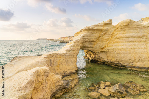 Coastal seascape at sunset in Paphos, Cyprus