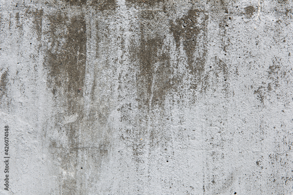 Fototapeta premium Large gray old concrete wall, weathered by age. Backgrounds.