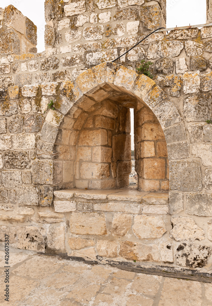 The loophole  in the outer wall on the Temple Mount in the Old Town of Jerusalem in Israel
