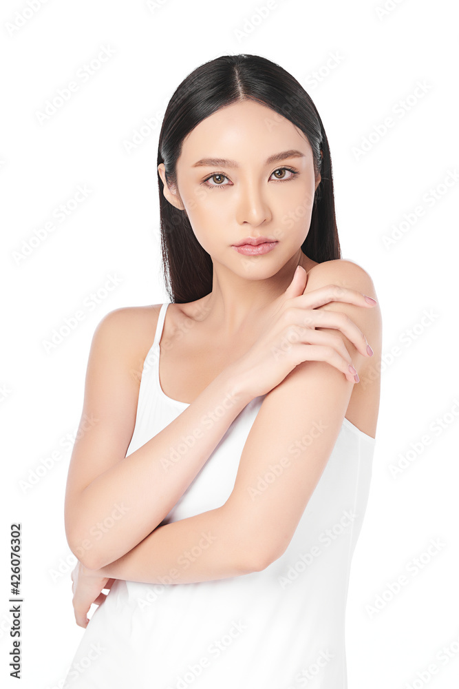 Beautiful young asian woman with clean fresh skin on white background, Face care, Facial treatment, Cosmetology, beauty and spa, Asian women portrait Beautiful young asian woman with clean fresh skin on white background, Face care, Facial treatment, Cosmetology, beauty and spa, Asian women portrait