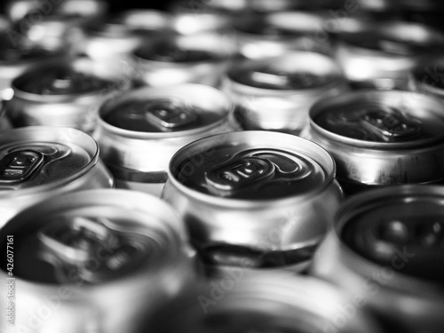 aluminum cans of soda background.