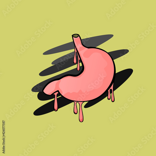 Image of human organs in the style of leaking paint. Stomach. Images intended for art, medicine, and more.