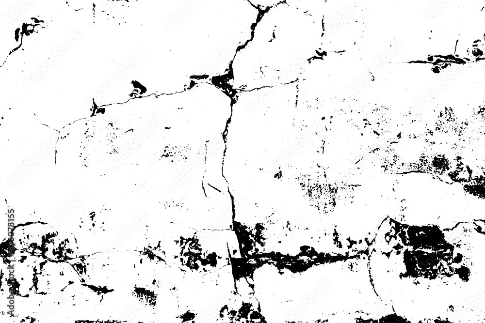 Vector grunge abstract. Cement cracks texture black and white background.