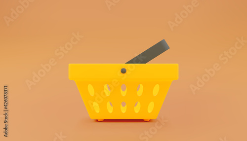 Empty shopping basket. Realistic 3d illustration. Vector