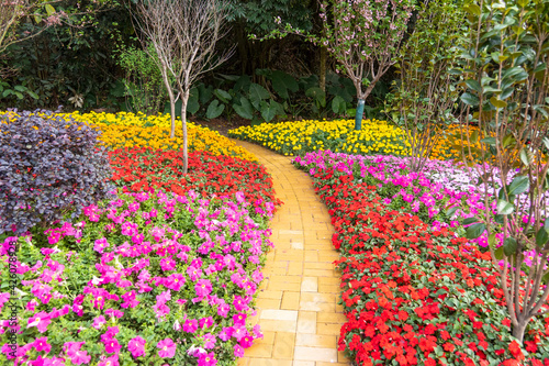 Fototapeta Naklejka Na Ścianę i Meble -  path leading through a flower garden