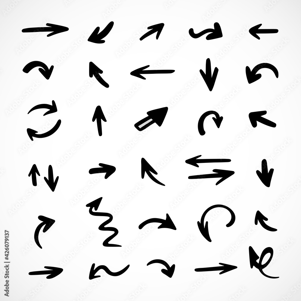 Vector set of hand-drawn arrows, elements for presentation Vector set of hand-drawn arrows, elements for presentation