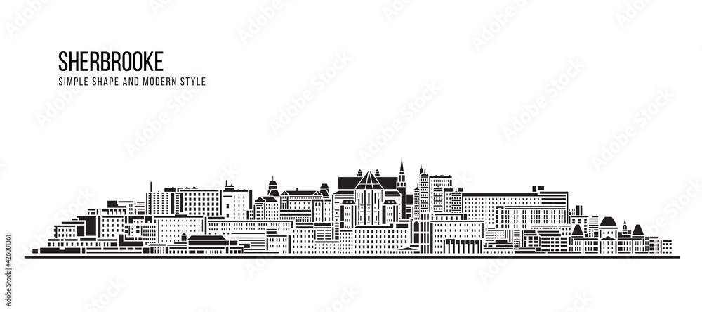 Cityscape Building Abstract Simple shape and modern style art Vector design - Sherbrooke city
