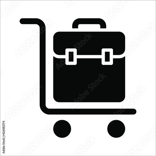 Luggage trolley vector icon. Baggage trolley cart simple icon. Symbol, logo illustration. Pixel perfect vector graphics