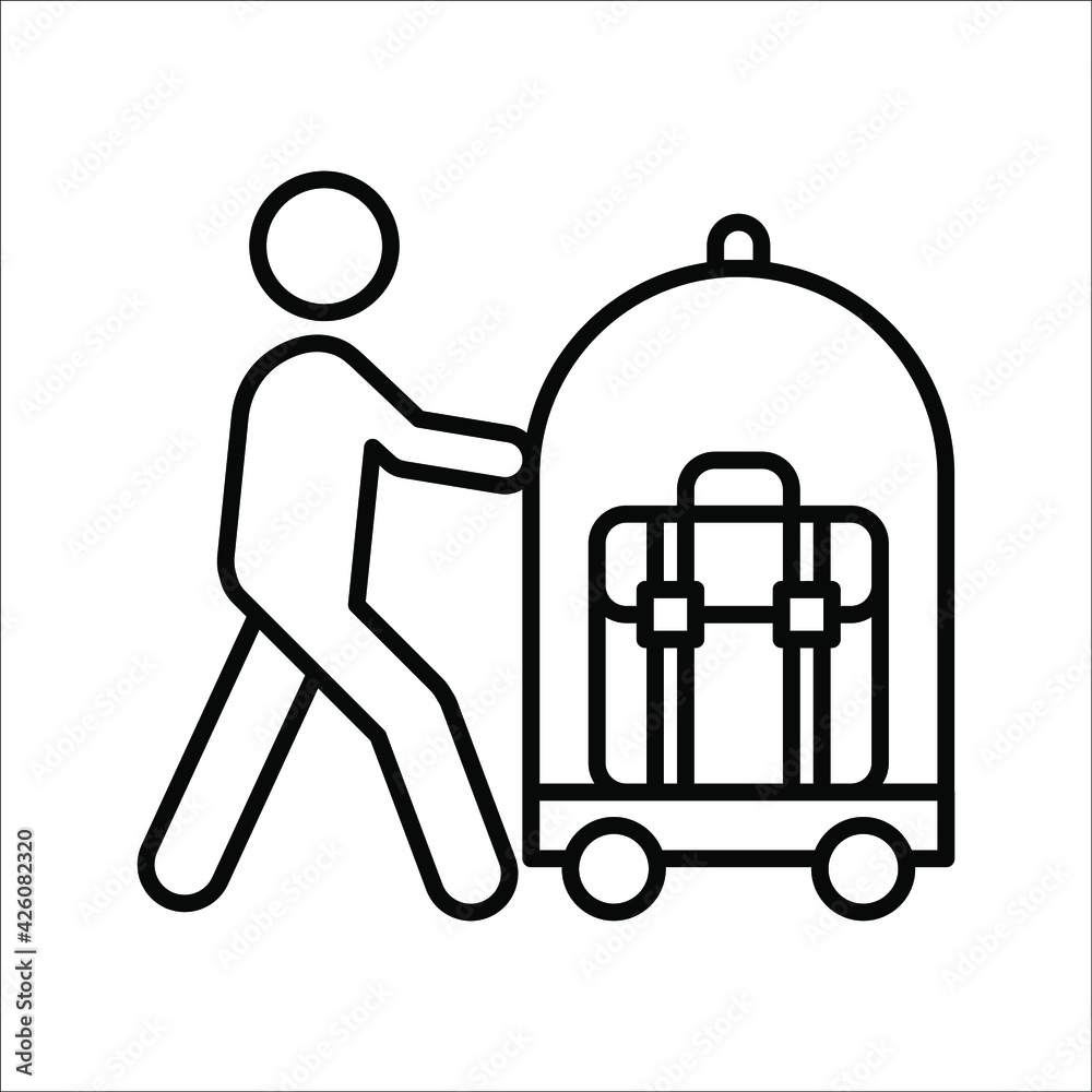 Luggage trolley vector icon. Baggage trolley cart simple icon. Symbol, logo illustration. Pixel perfect vector graphics Luggage trolley vector icon. Baggage trolley cart simple icon. Symbol, logo illustration. Pixel perfect vector graphics