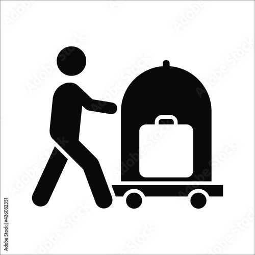 Luggage trolley vector icon. Baggage trolley cart simple icon. Symbol, logo illustration. Pixel perfect vector graphics