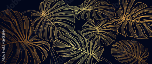 Luxury Gold line art and natural background