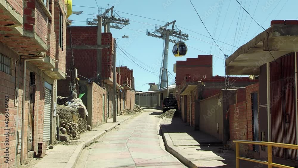 Mi Teleferico, the Cable Car System of La Paz, and Poor Houses in El Alto, Bolivia, South America. 4K Resolution. Mi Teleferico, the Cable Car System of La Paz, and Poor Houses in El Alto, Bolivia, South America. 4K Resolution.