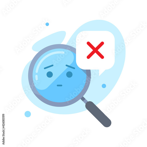 magnifying glass with cross mark, search no result found concept illustration flat design vector eps10. simple, modern graphic element for landing page, empty state ui, infographic